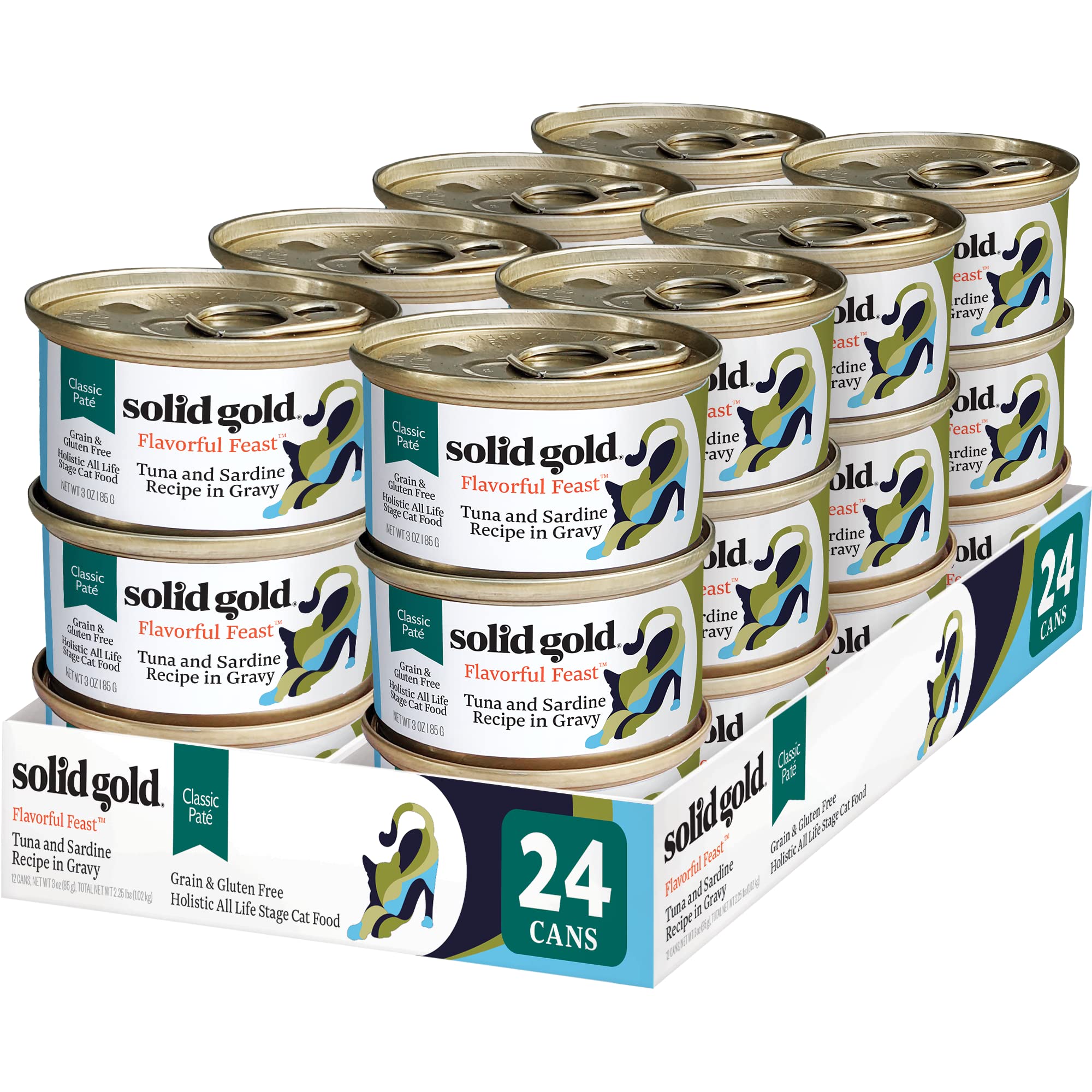 Solid Gold Wet Cat Food Pate with tuna and sardine in a bowl for appetizing meals