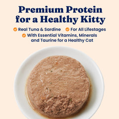 Solid Gold tuna and sardine pate can closeup showing convenient packaging and grain free nutrition