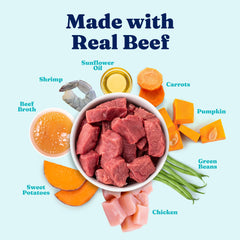 Solid Gold topper beef-sweet-potato ingredient closeup reveals real protein sources