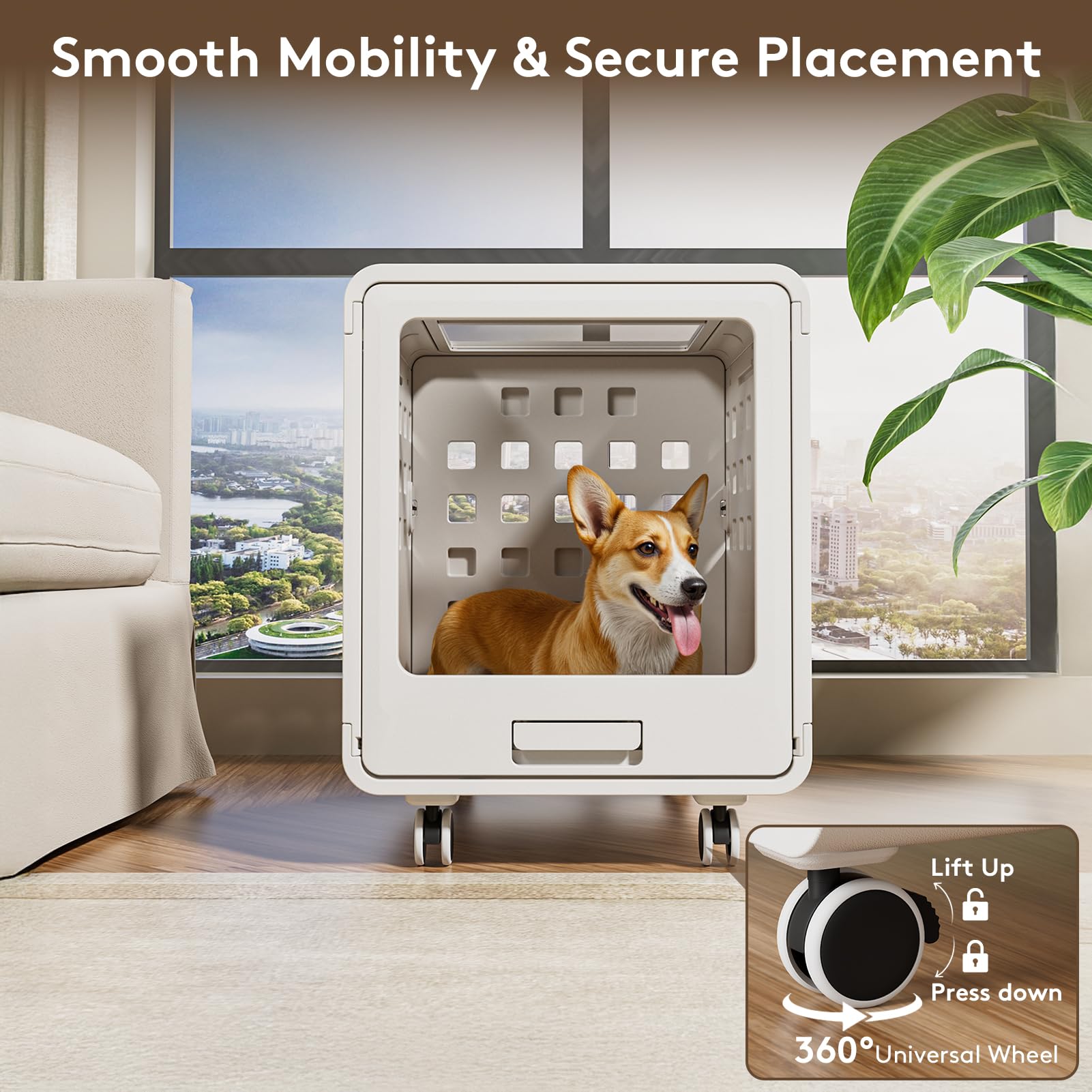 SOLOWINNER acrylic dog crate indoor furniture pairing with home decor.