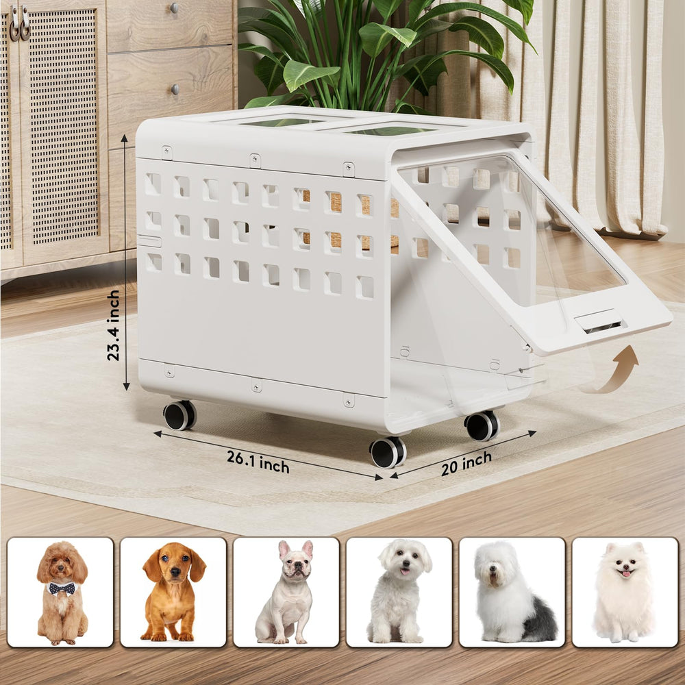 SOLOWINNER acrylic dog crate ventilation close-up emphasizes three-sided airflow for comfort.