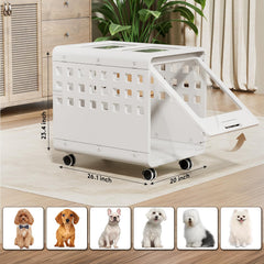 SOLOWINNER acrylic dog crate ventilation close-up emphasizes three-sided airflow for comfort.