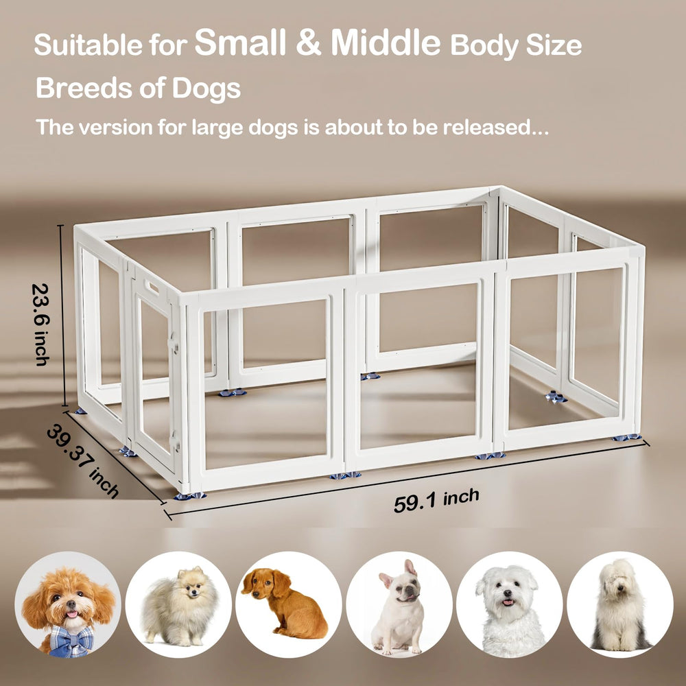 SOLOWINNER dog playpen door lock detail for secure unattended use.