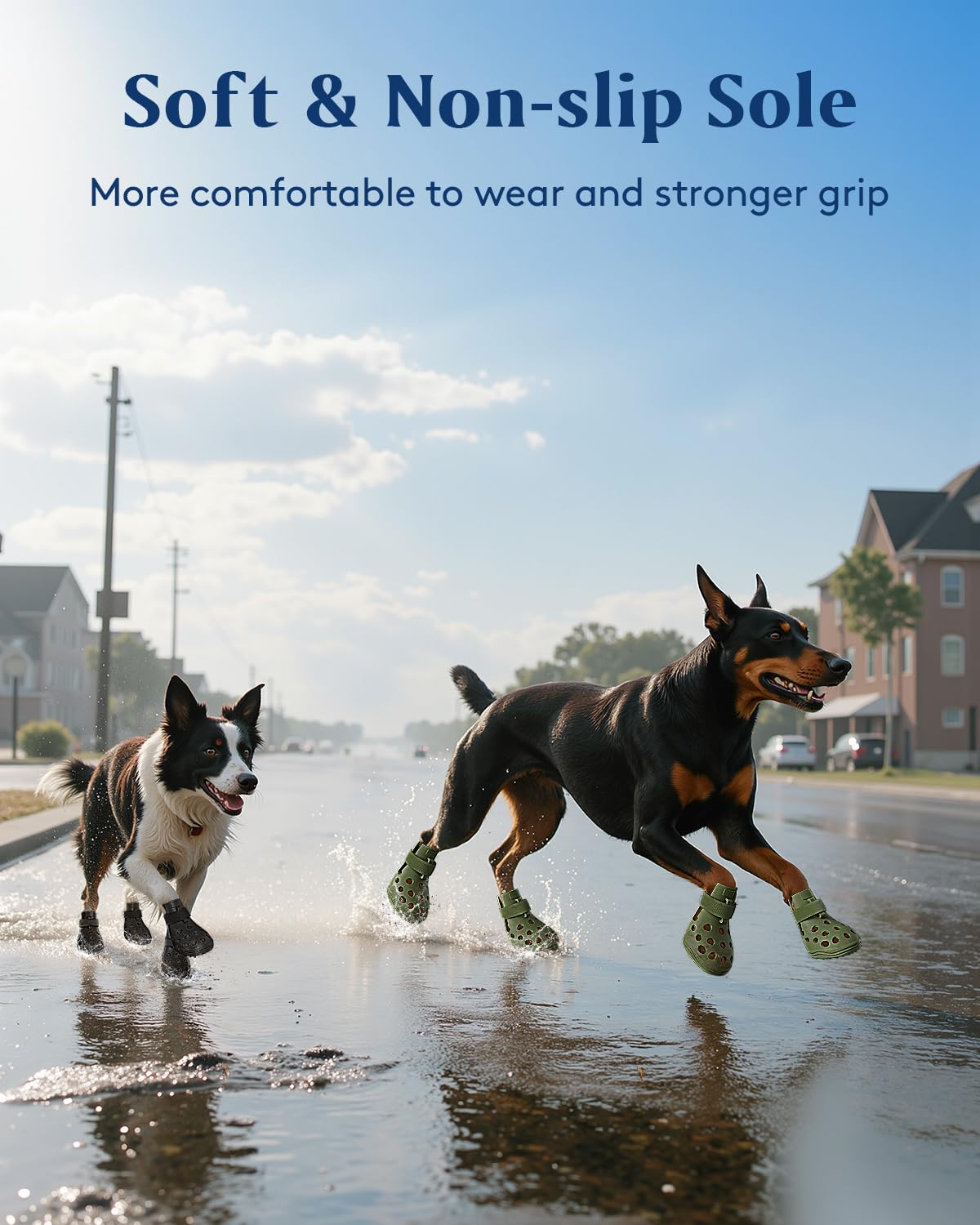 SOLOWINNER easy-cleaning booties dry quickly and resist dirt buildup.