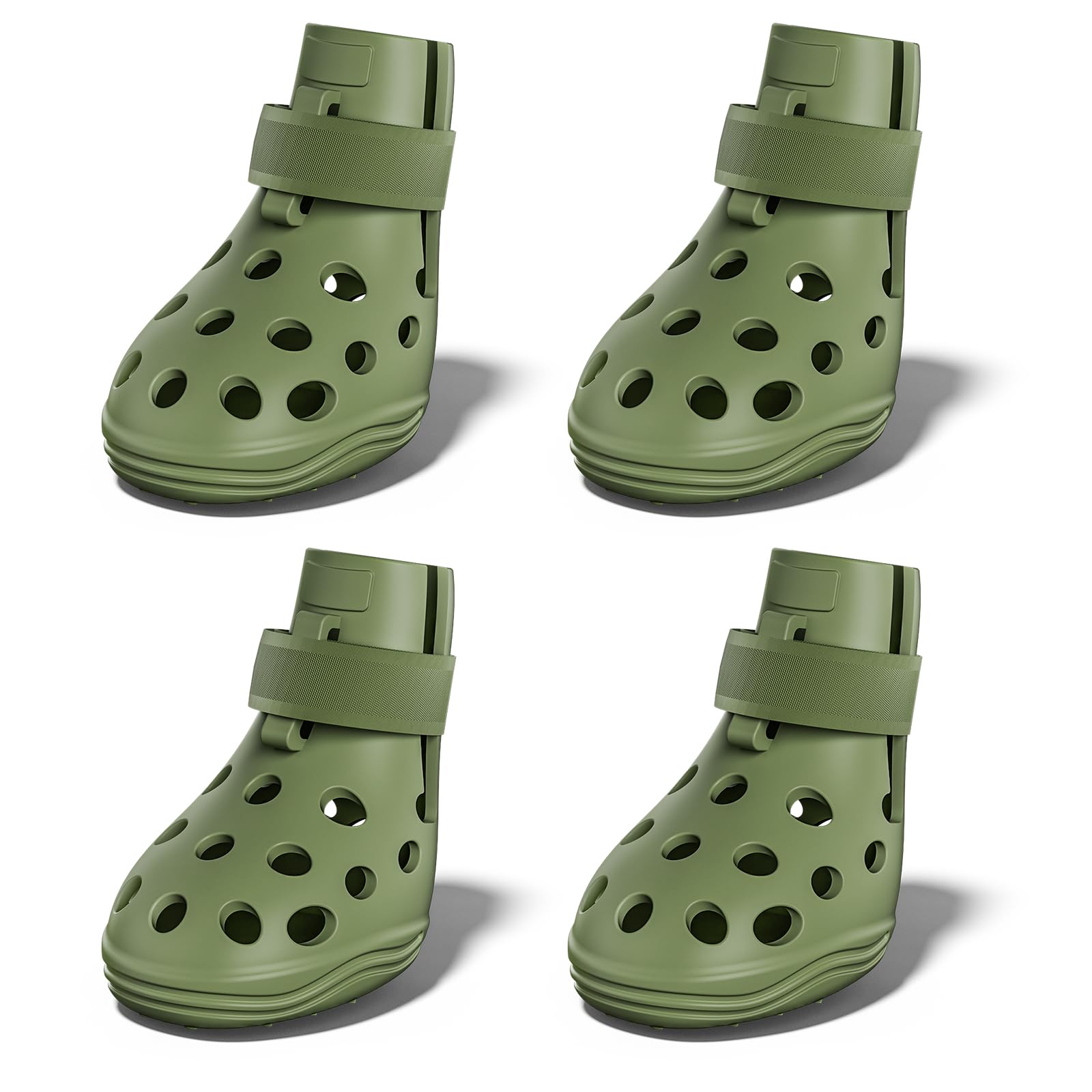 SOLOWINNER dog shoes on paw showing breathable silicone surface for hot pavement protection