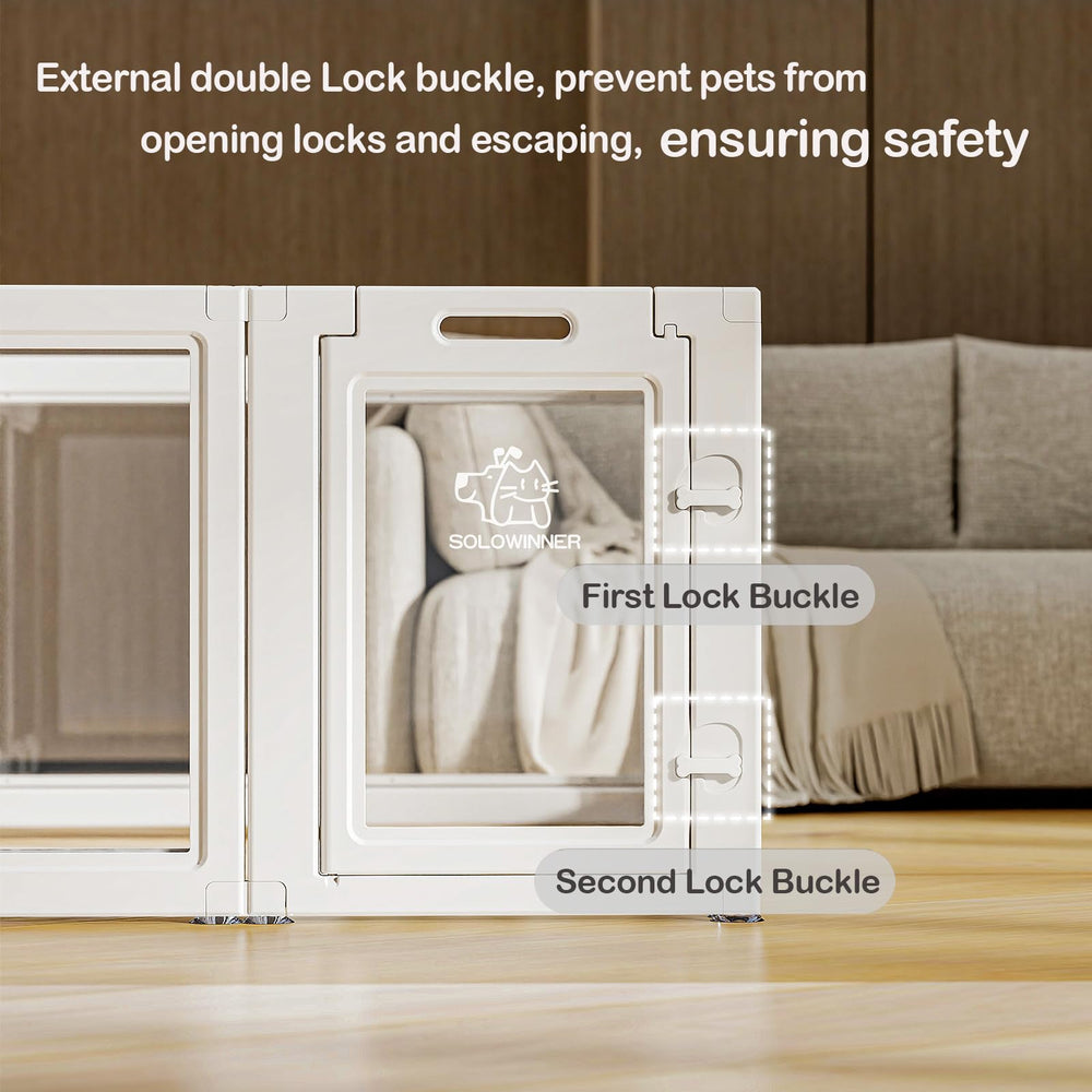 SOLOWINNER dog pen against wall using anchor to expand safe area.