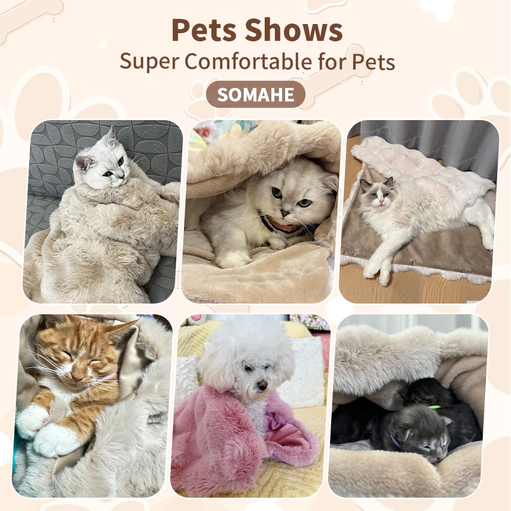 SOMAHE pet blanket shown in carrier for travel comfort
