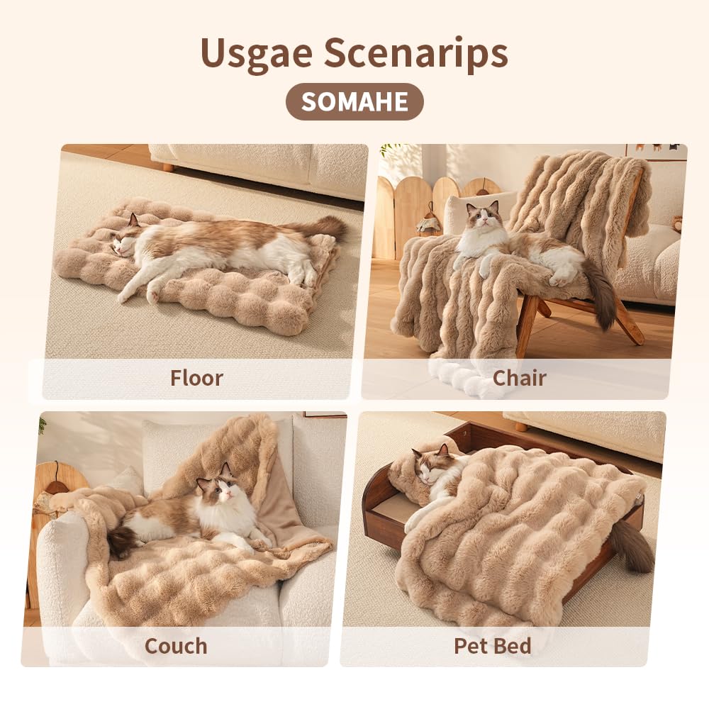 SOMAHE dual-sided plush blanket showing long and short pile textures