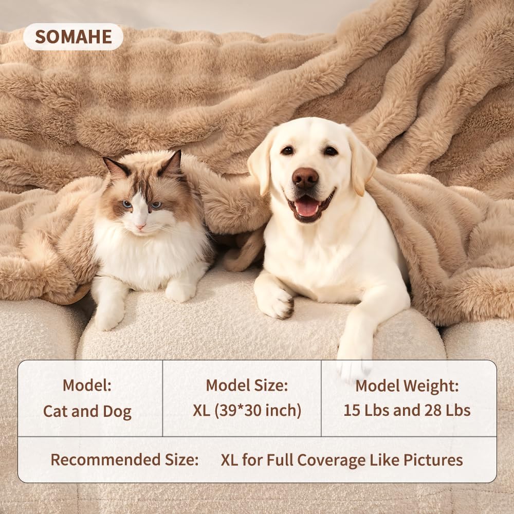 SOMAHE XL blanket 39x30in coffee for sharing on bed or couch