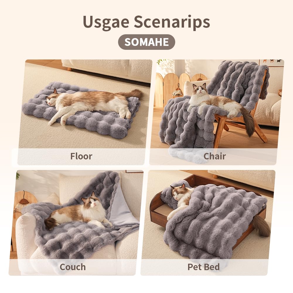 SOMAHE cat blanket durable long plush side for lasting comfort.