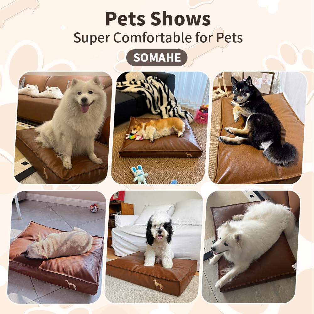 SOMAHE dog bed brown finish complements home decor.