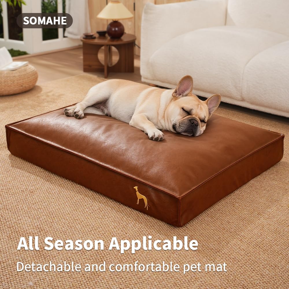 SOMAHE dog bed memory foam layer supports joints and restful sleep.