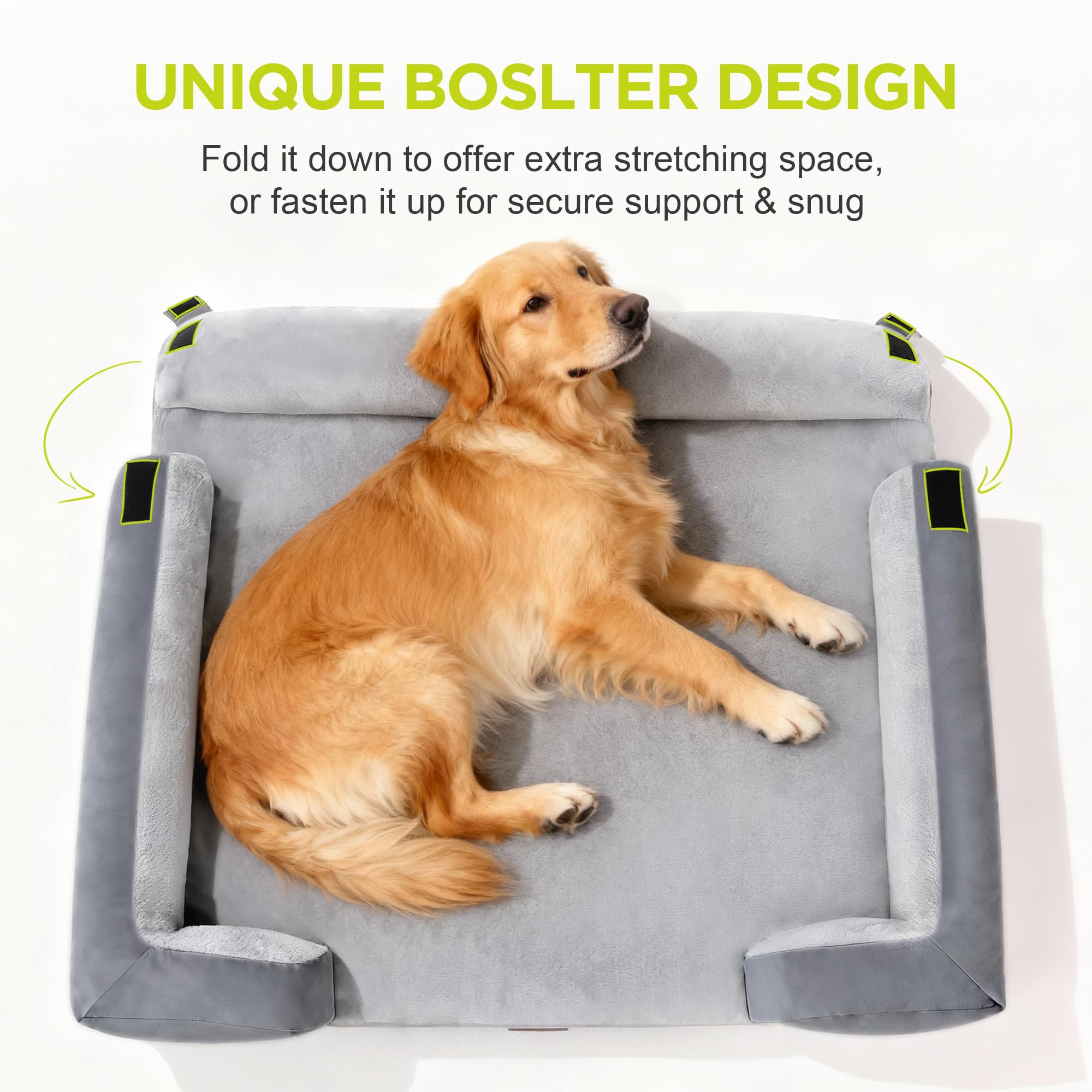 Song Puppy removable cover close-up shows washable fabric and easy care