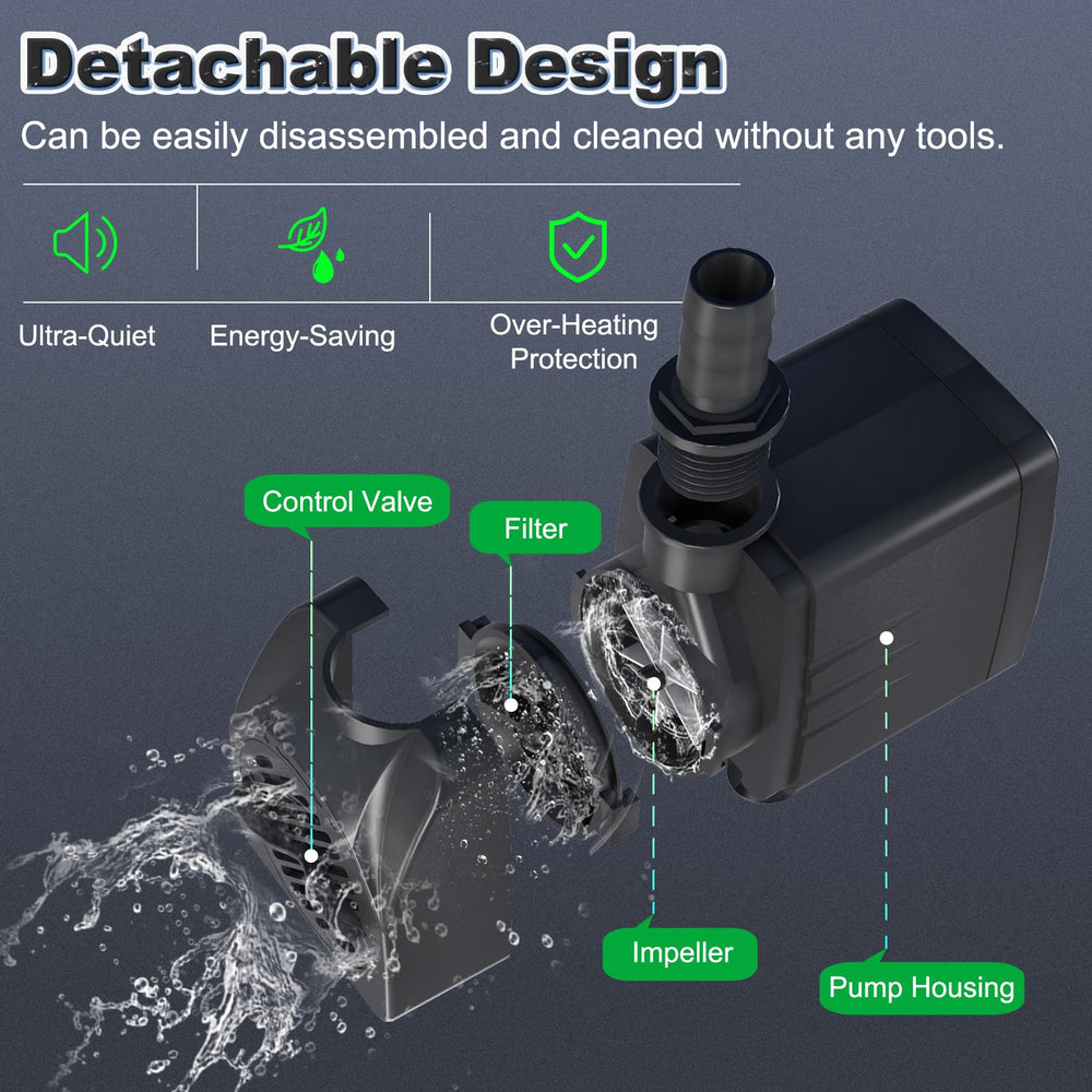 SongLong 400GPH flow-control knob enables adjustable water flow