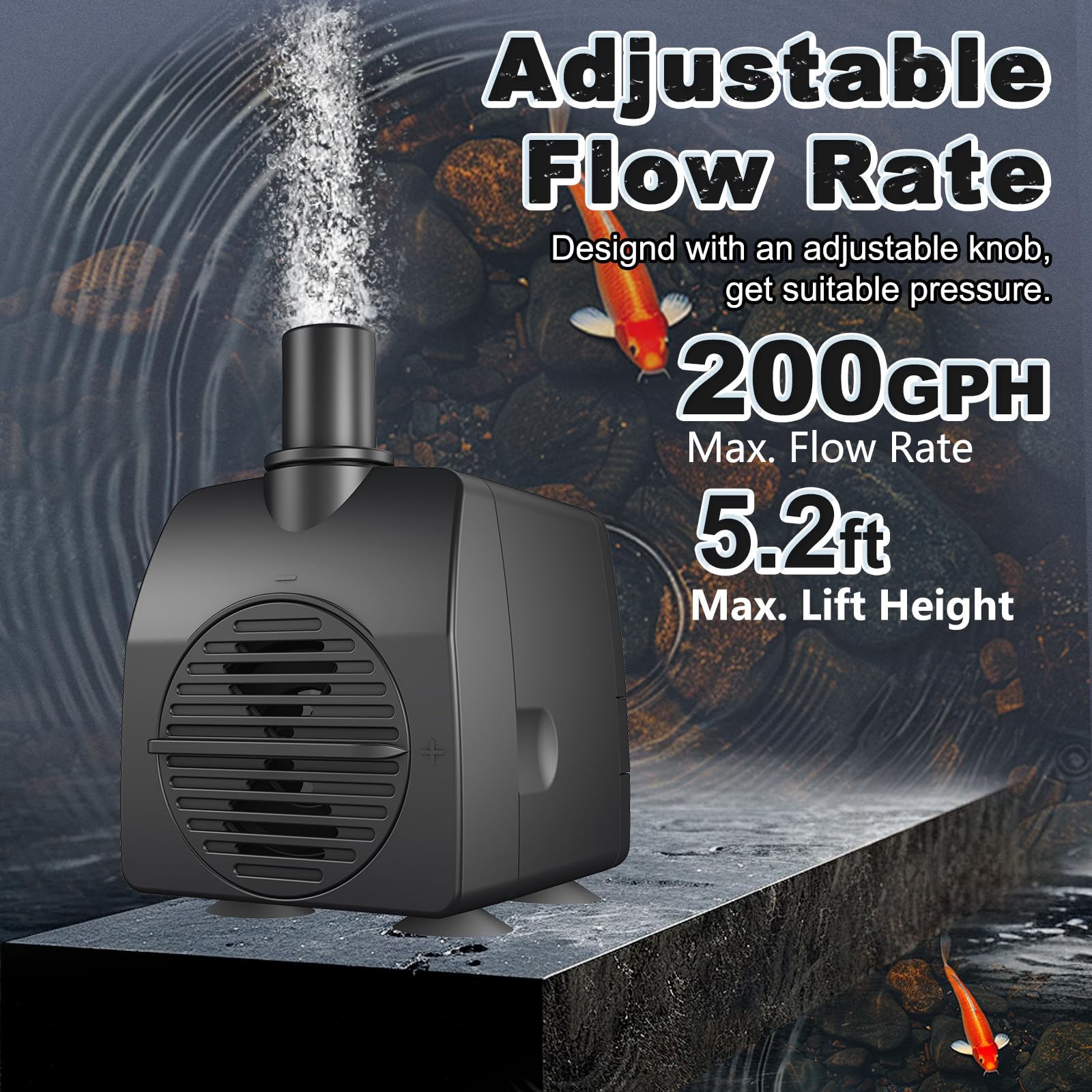 SongLong submersible pump ultra-quiet design keeps indoor water features peaceful.