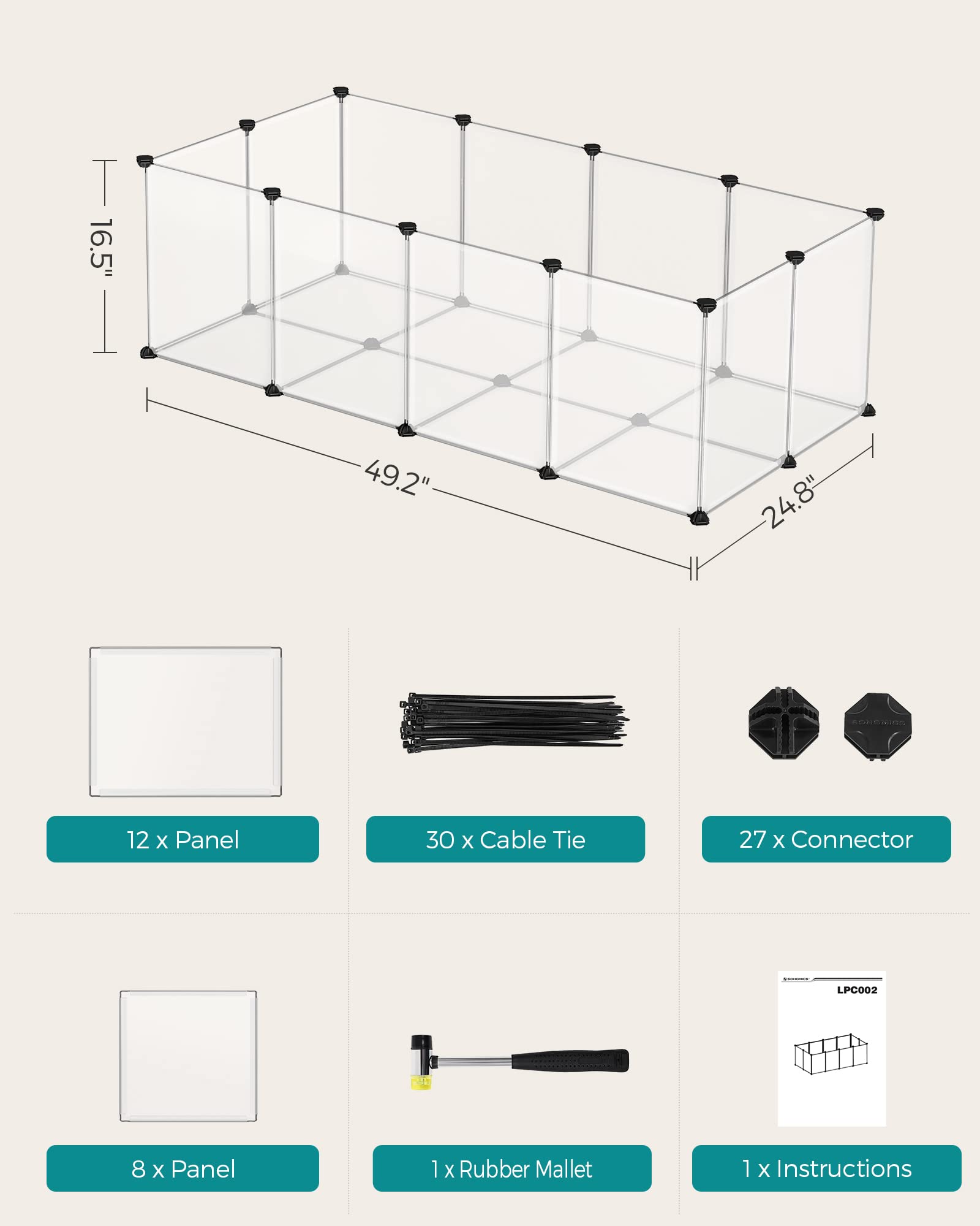 SONGMICS semi transparent panels enable easy grooming observation