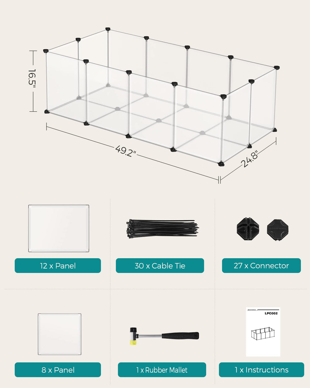 SONGMICS semi transparent panels enable easy grooming observation