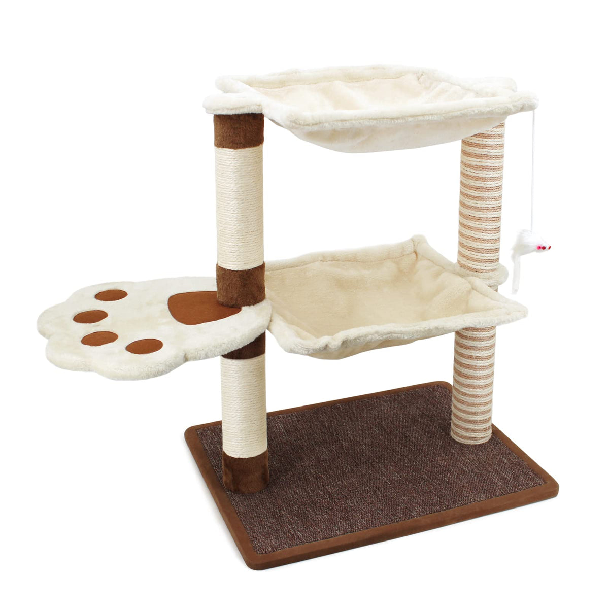 SONGWAY cat tree with sisal post demonstrates durable scratching for longer play sessions