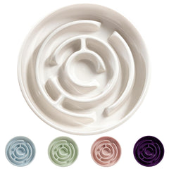 Soniuong ceramic slow feeder bowl with maze design improves mealtime focus and slow eating.