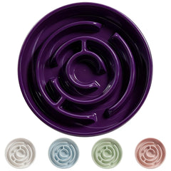 Soniuong Ceramic Slow Feeder Bowl Purple front view shows anti gulping design for calmer meals.