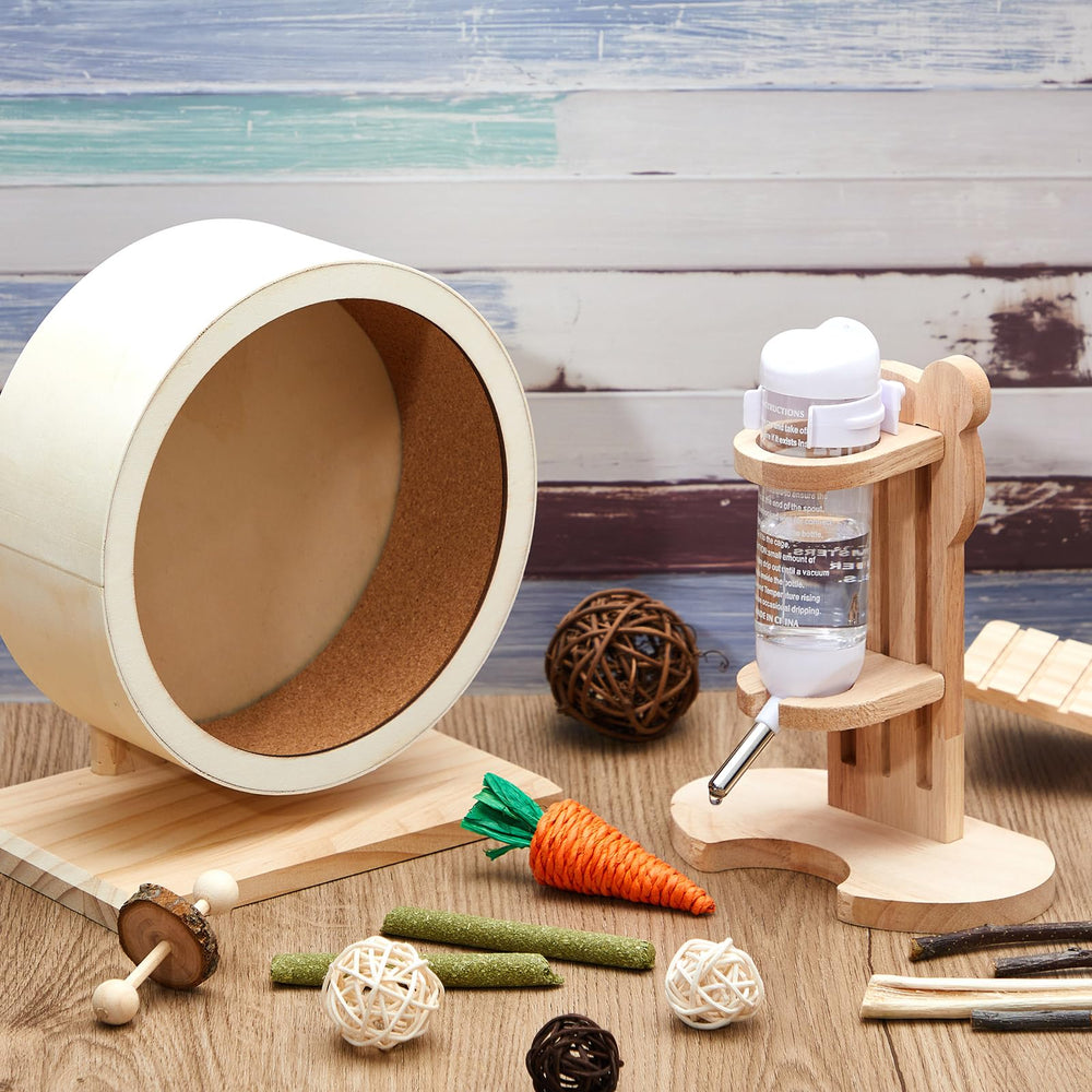 Sonwyoung wooden hamster wheel promotes quiet running and safe play.
