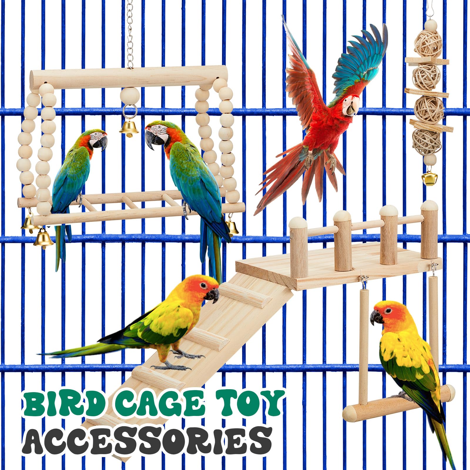 Sonwyoung safe-enrichment-bird-cage-setup emphasizes secure materials and engaging play.