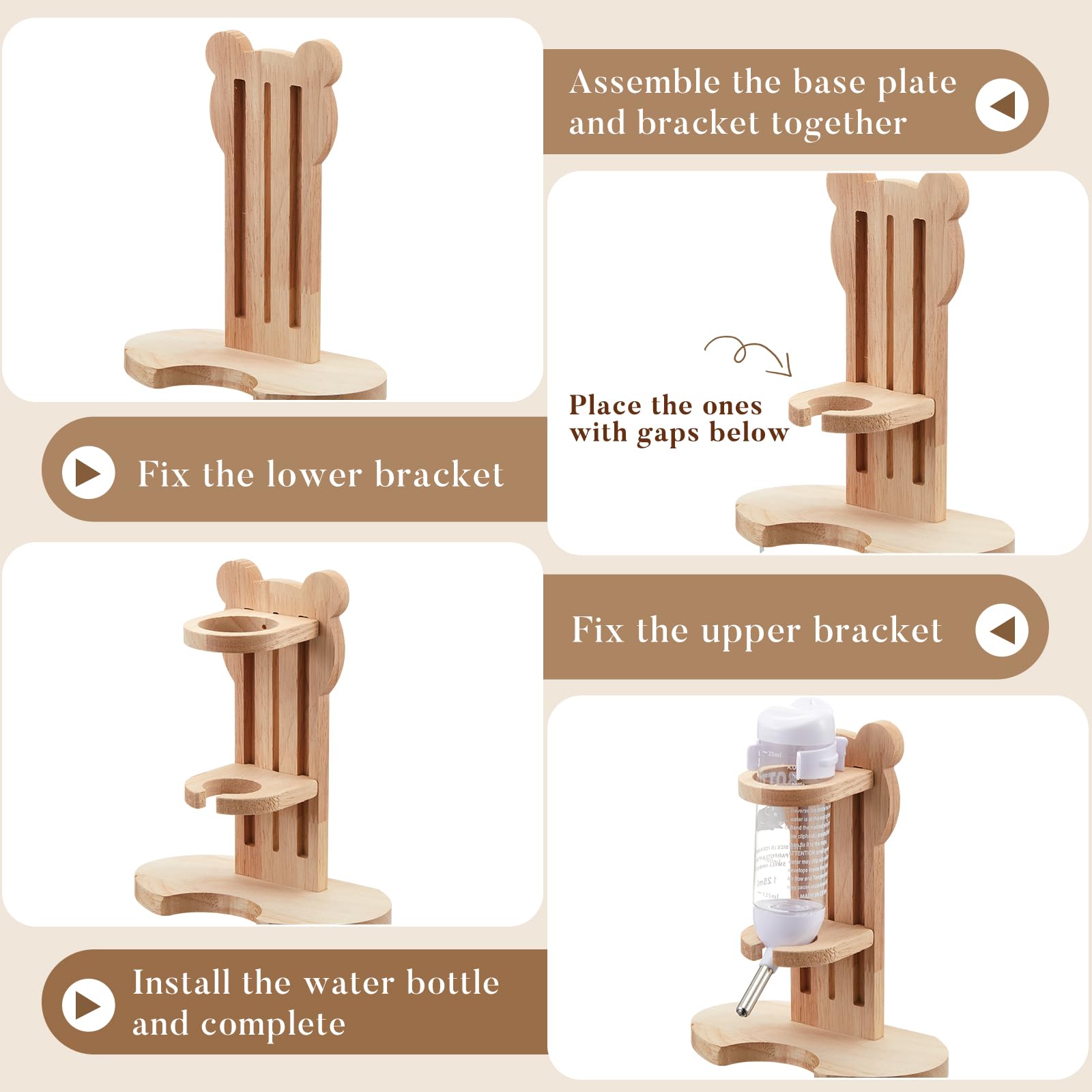 Sonwyoung wooden pet accessories set provides safe, chew-resistant materials.
