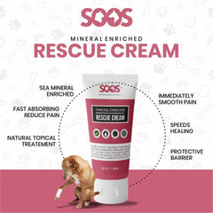 SOOS Rescue Cream on a cat's face illustrating gentle care for minor wounds.