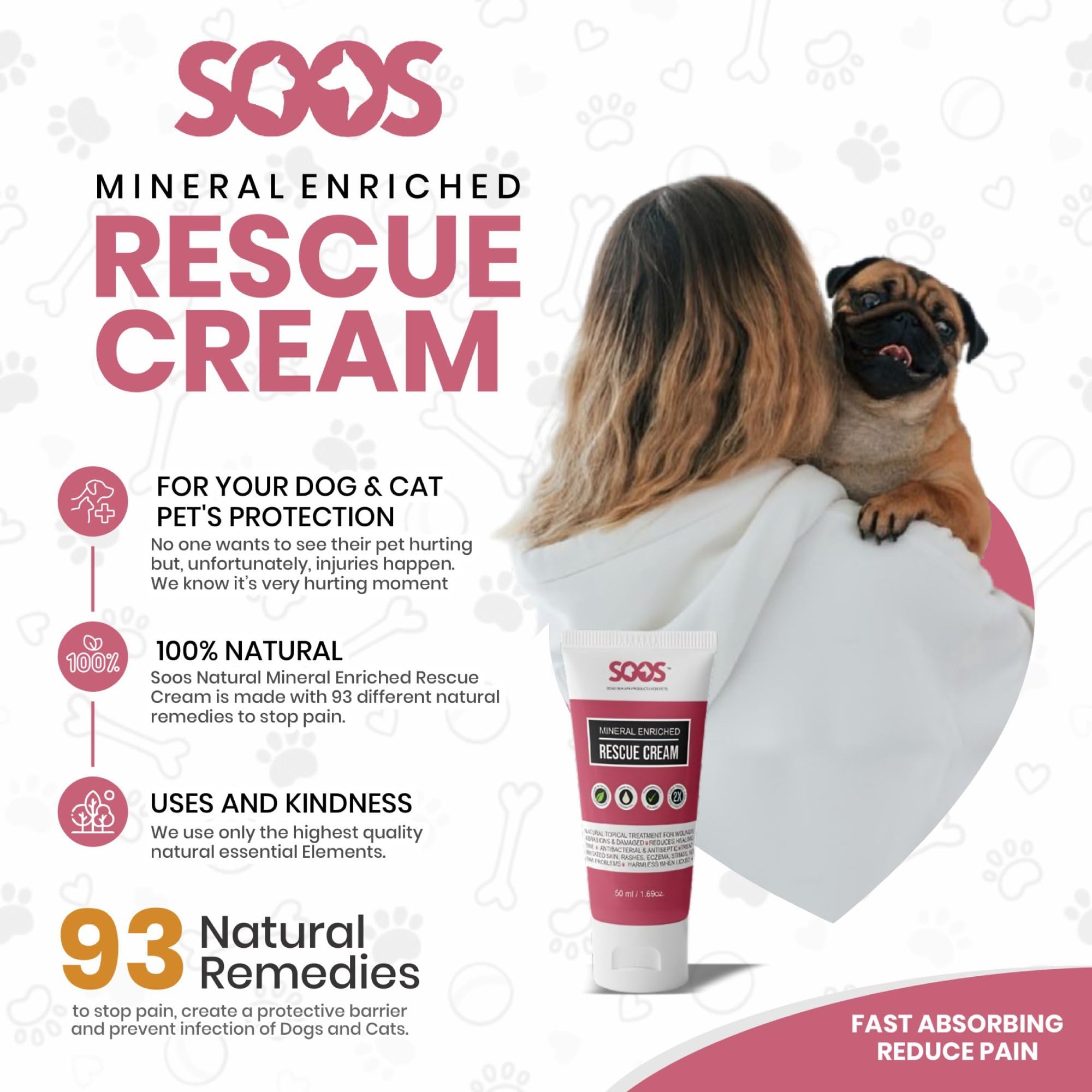 SOOS Rescue Cream texture closeup reveals smooth, fast-absorbing consistency.