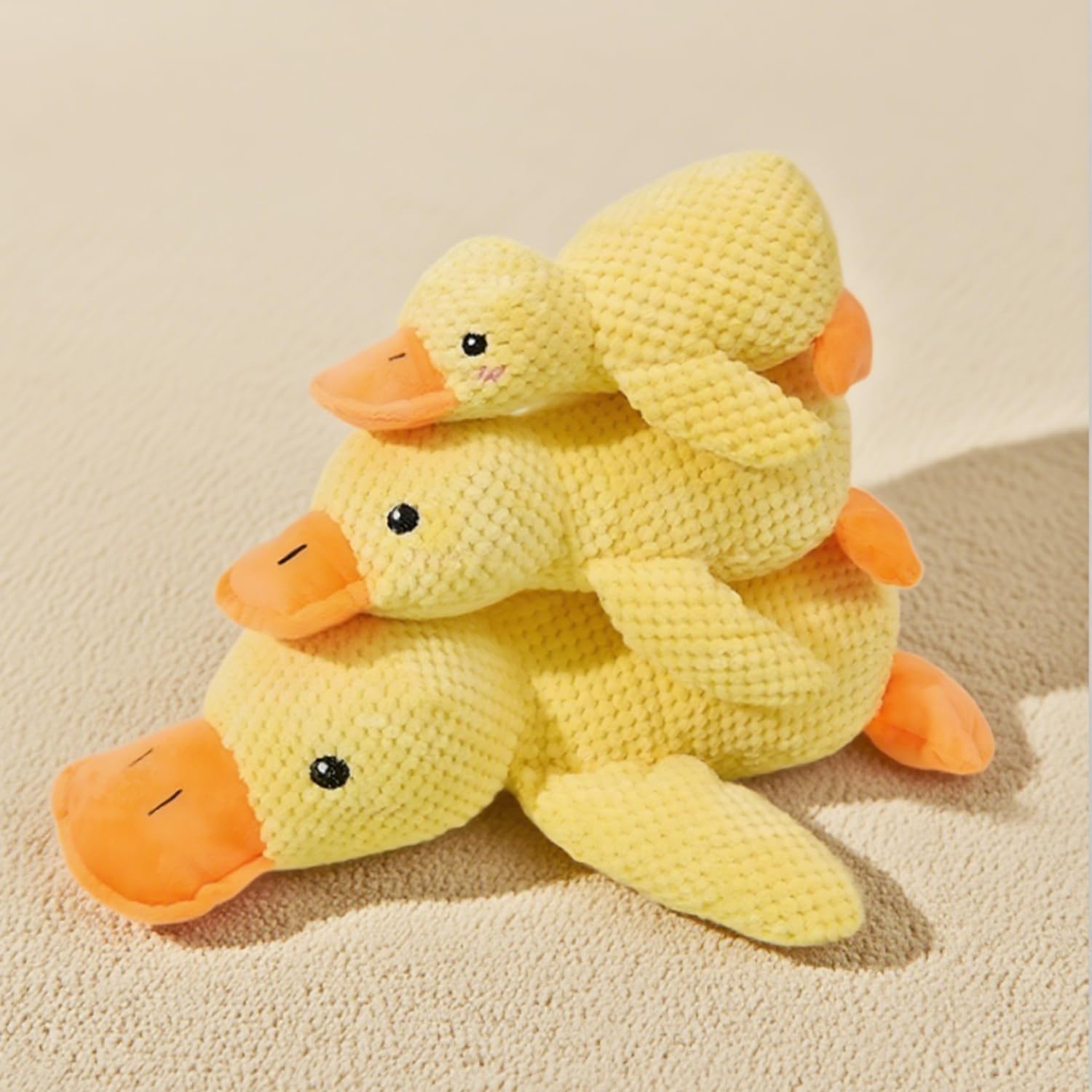 Soothing Quack Duck Toy reinforced stitching close-up emphasizes durability for chewers.