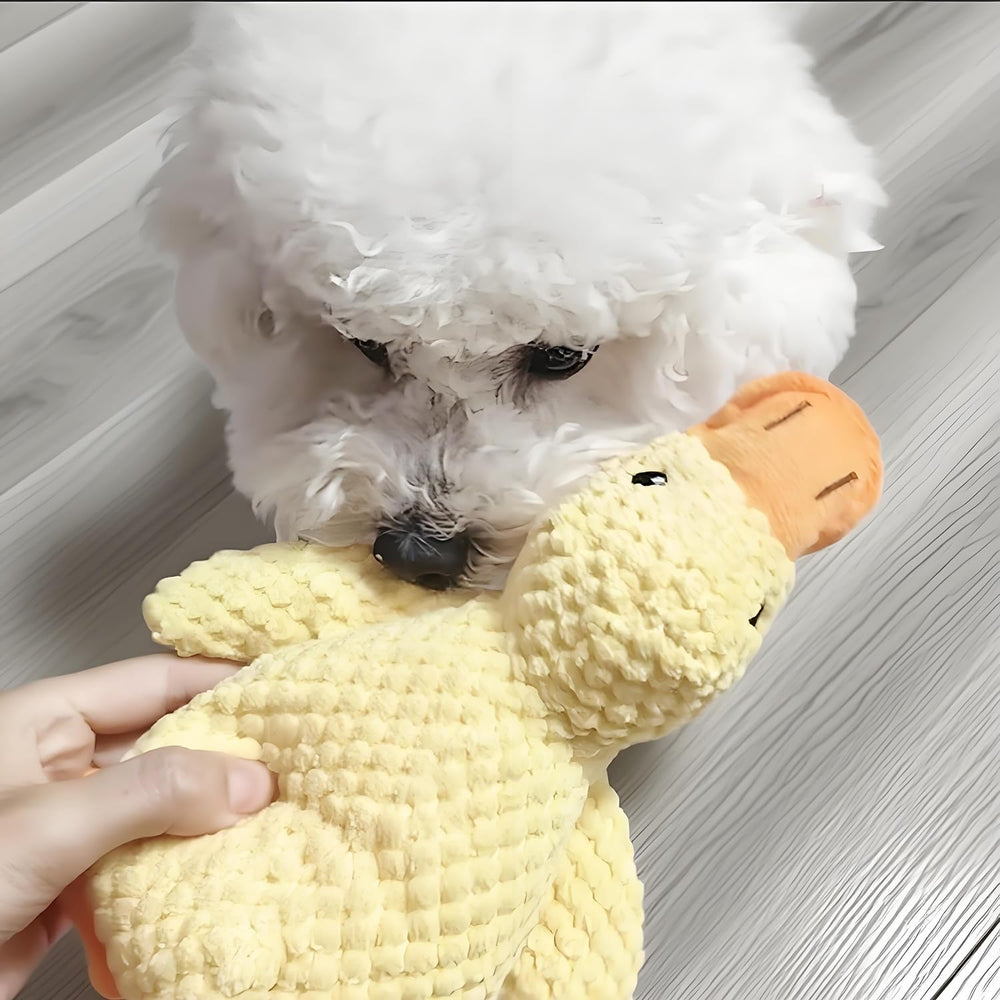 Soothing Quack Duck Toy teeth-surface close-up illustrates gentle plaque-scraping action.