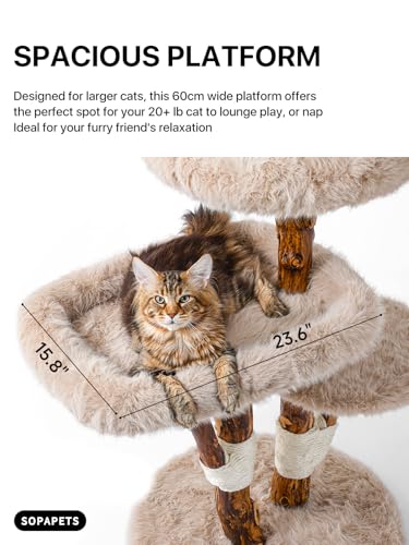 Sopapets aesthetic cat tree perches give multi-level lounging and observation.