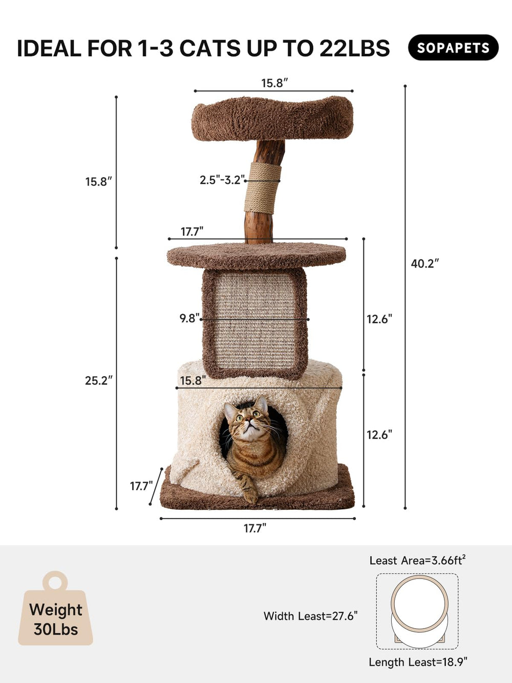 Sopapets cat-tree modern-design blends with decor while offering natural play.