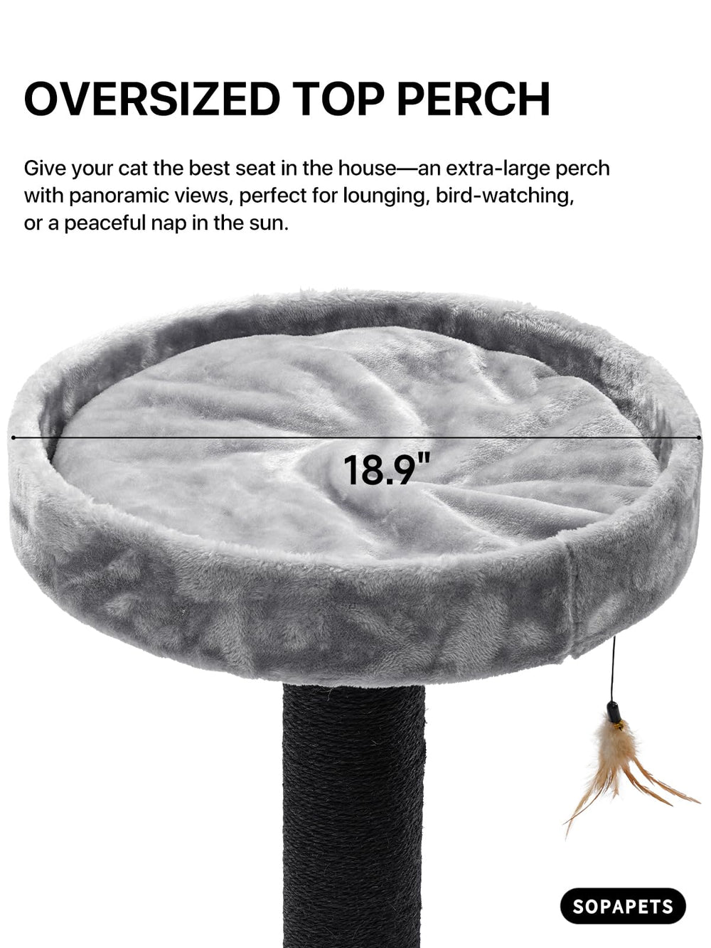 Sopapets extra-large cat tree 65 inches platforms and hammock support lounging after daylight play.