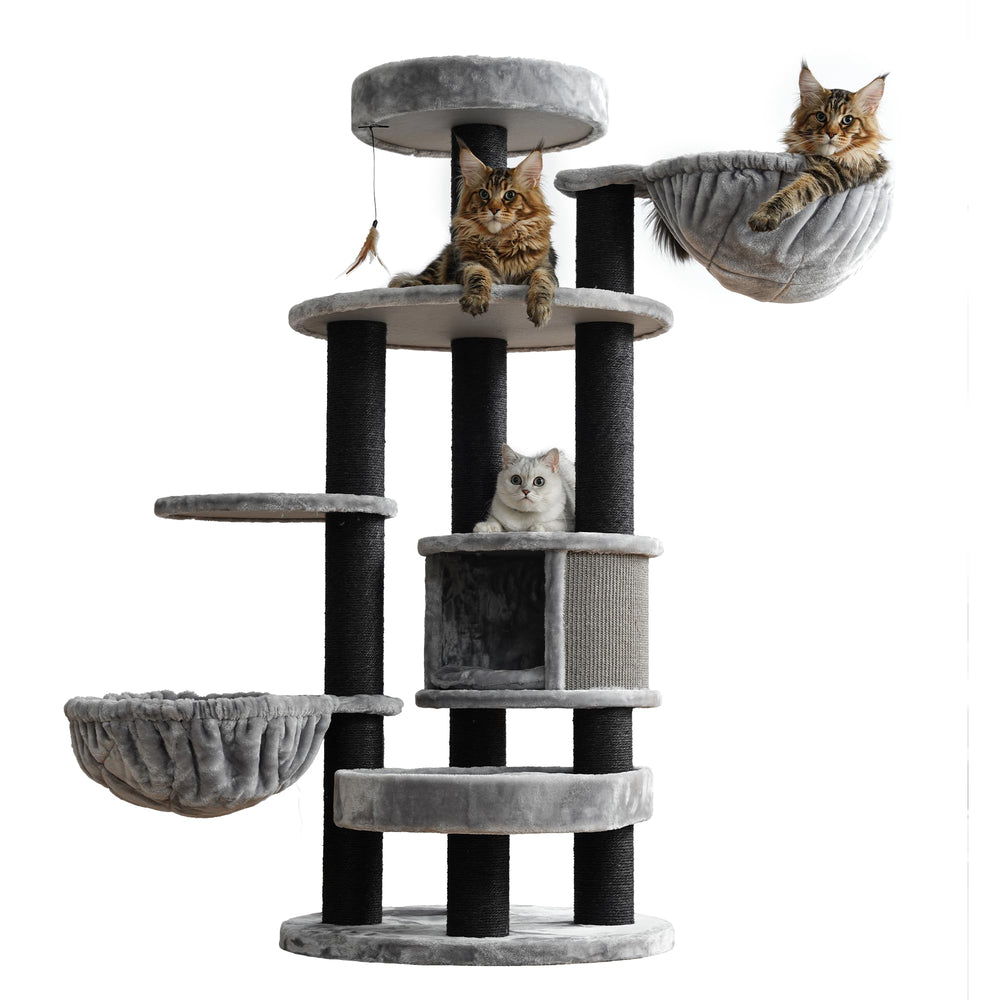 Sopapets extra-large cat tree 65 inches top perch offers tall observation for big cats.