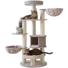 Sopapets extra-large cat tree 65-inch tall base offers a sturdy lookout for large cats.