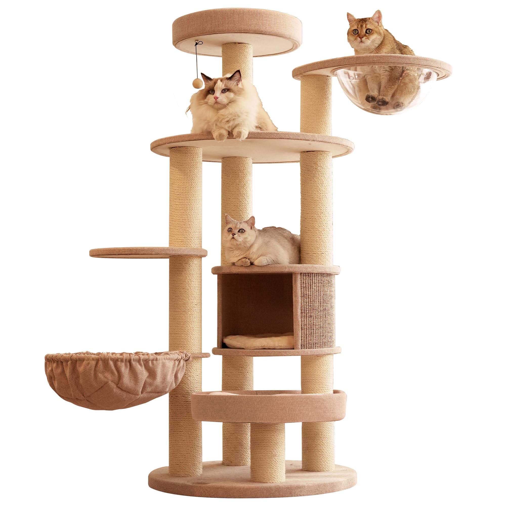 Sopapets extra-large cat tree for Maine Coon 65-inch tall for climbing and resting.