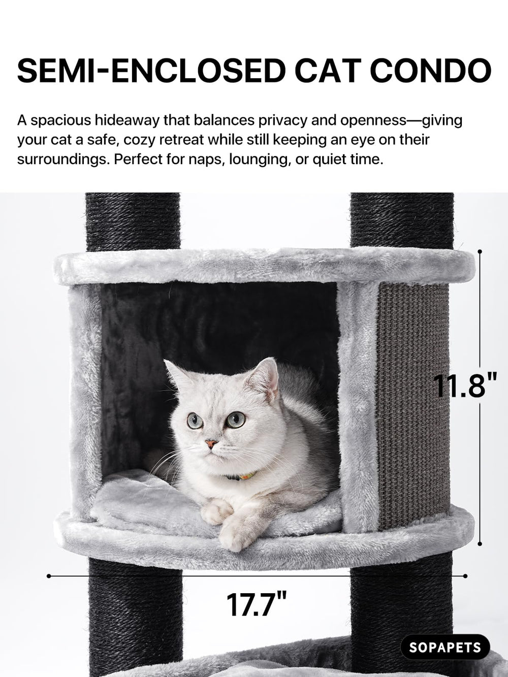 Sopapets extra-large cat tree oversized components include bigger platforms and condo.