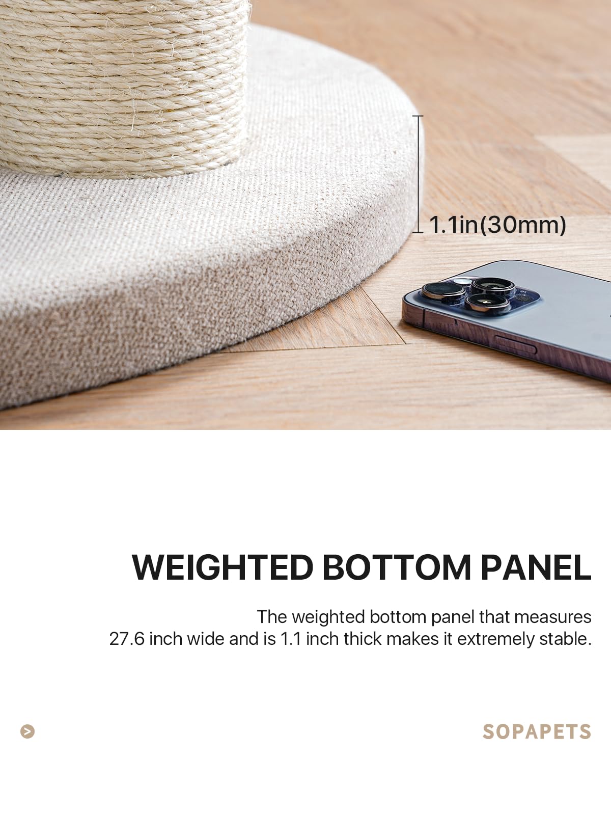 Sopapets giant 70 cm platforms provide expansive lounging space.
