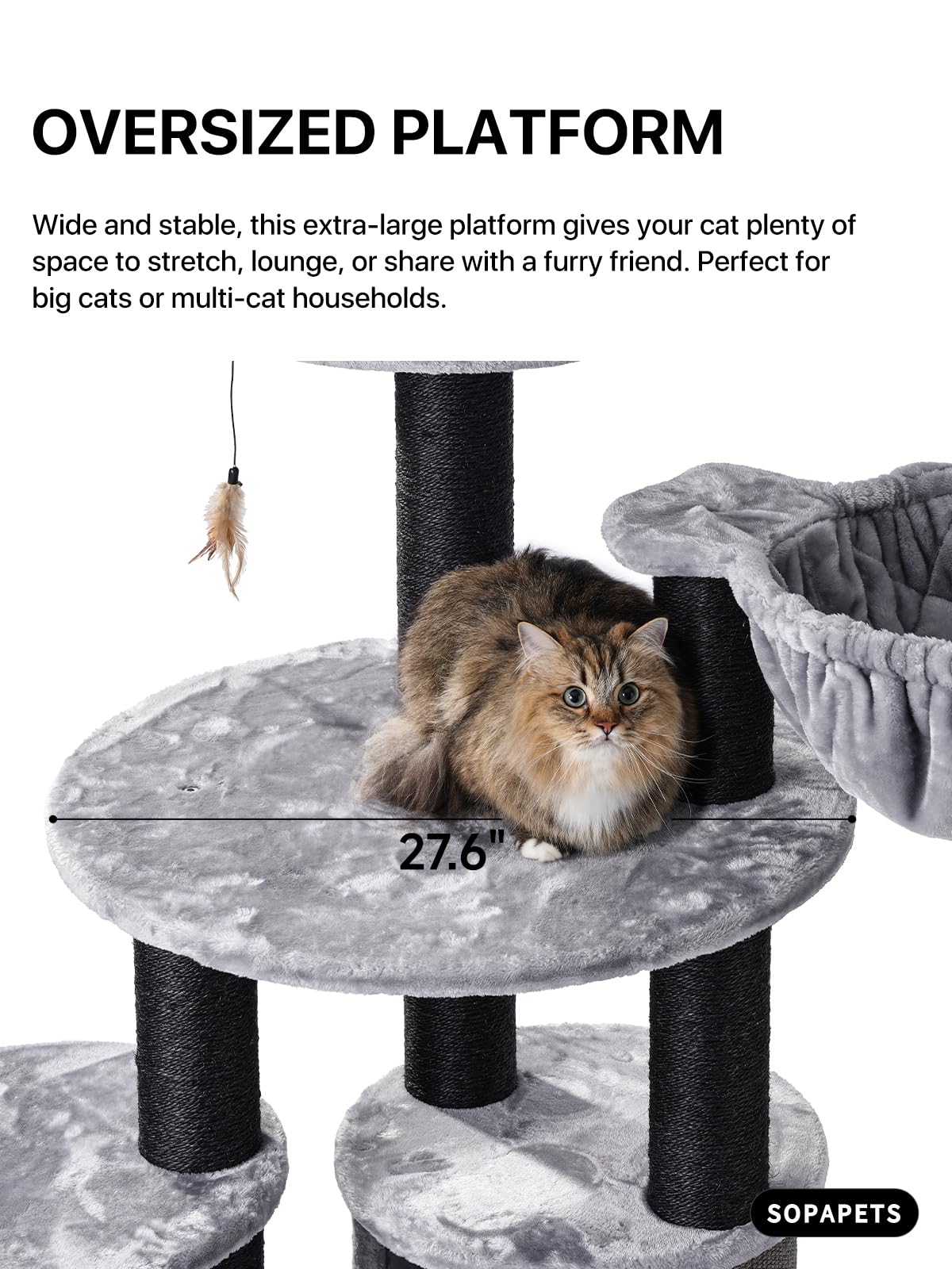 Sopapets premium cat tree rock-solid stability keeps fearless felines safe during leaps.