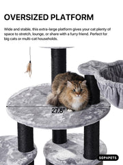 Sopapets premium cat tree rock-solid stability keeps fearless felines safe during leaps.