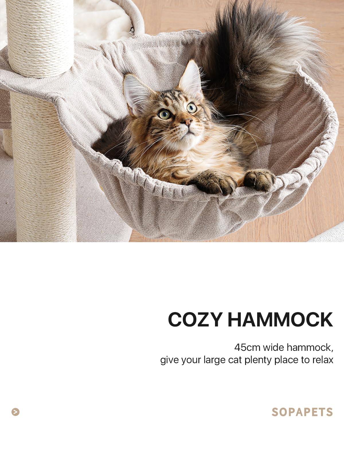 Sopapets sisal scratching post promotes healthy scratching and nail care.