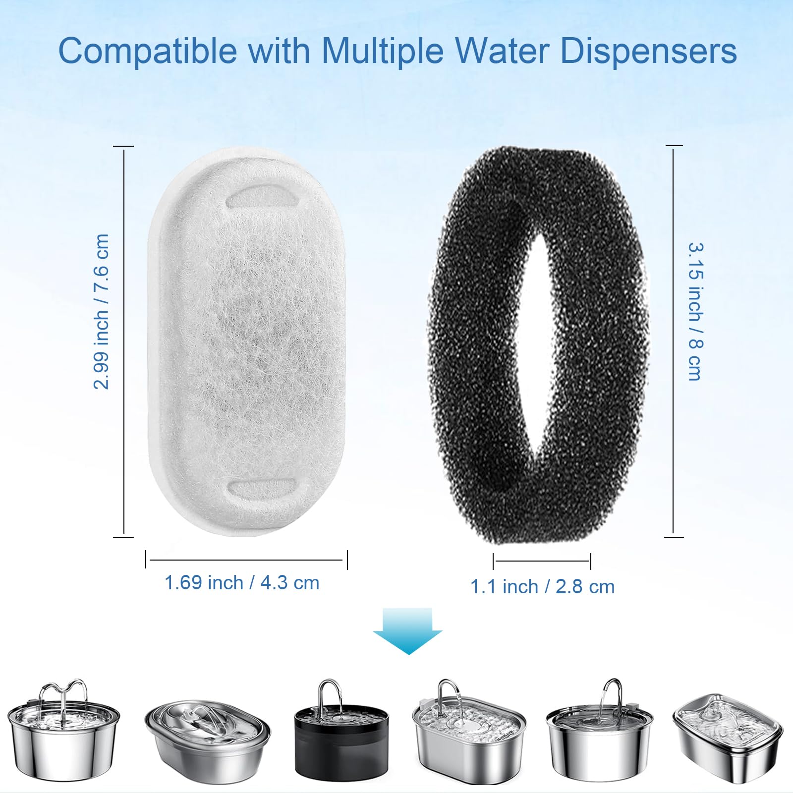 SORON cat fountain filter fits 3L/108oz fountains for healthier hydration.