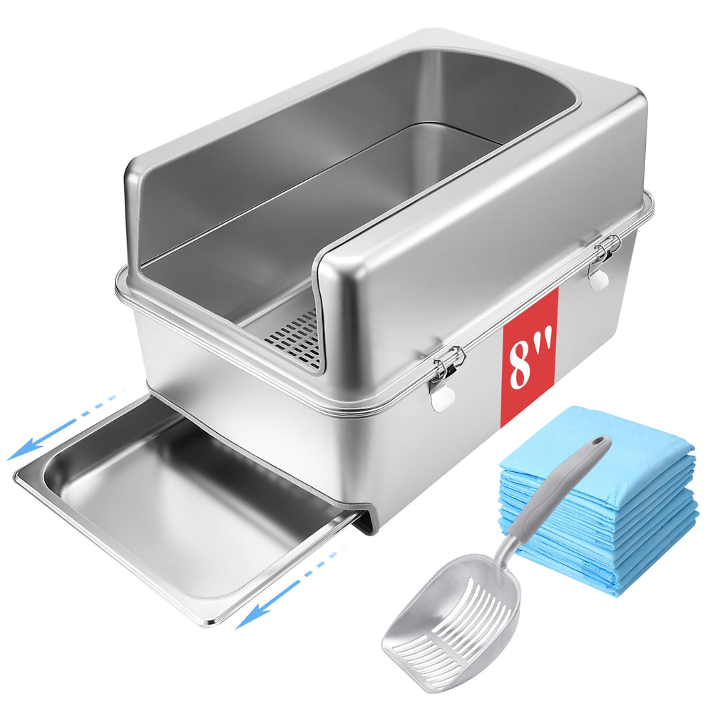 Sorstrem 8-in sifting pull-out litter box top view for easy waste disposal.