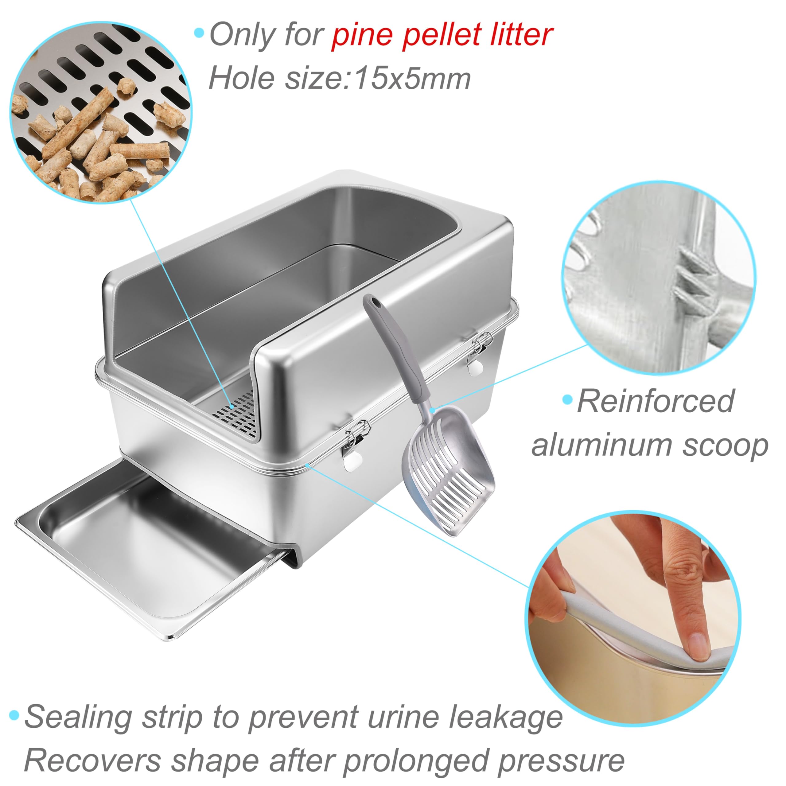 Sorstrem pine pellets litter box with lid shows spacious interior for multiple cats.