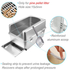 Sorstrem pine pellets litter box with lid shows spacious interior for multiple cats.