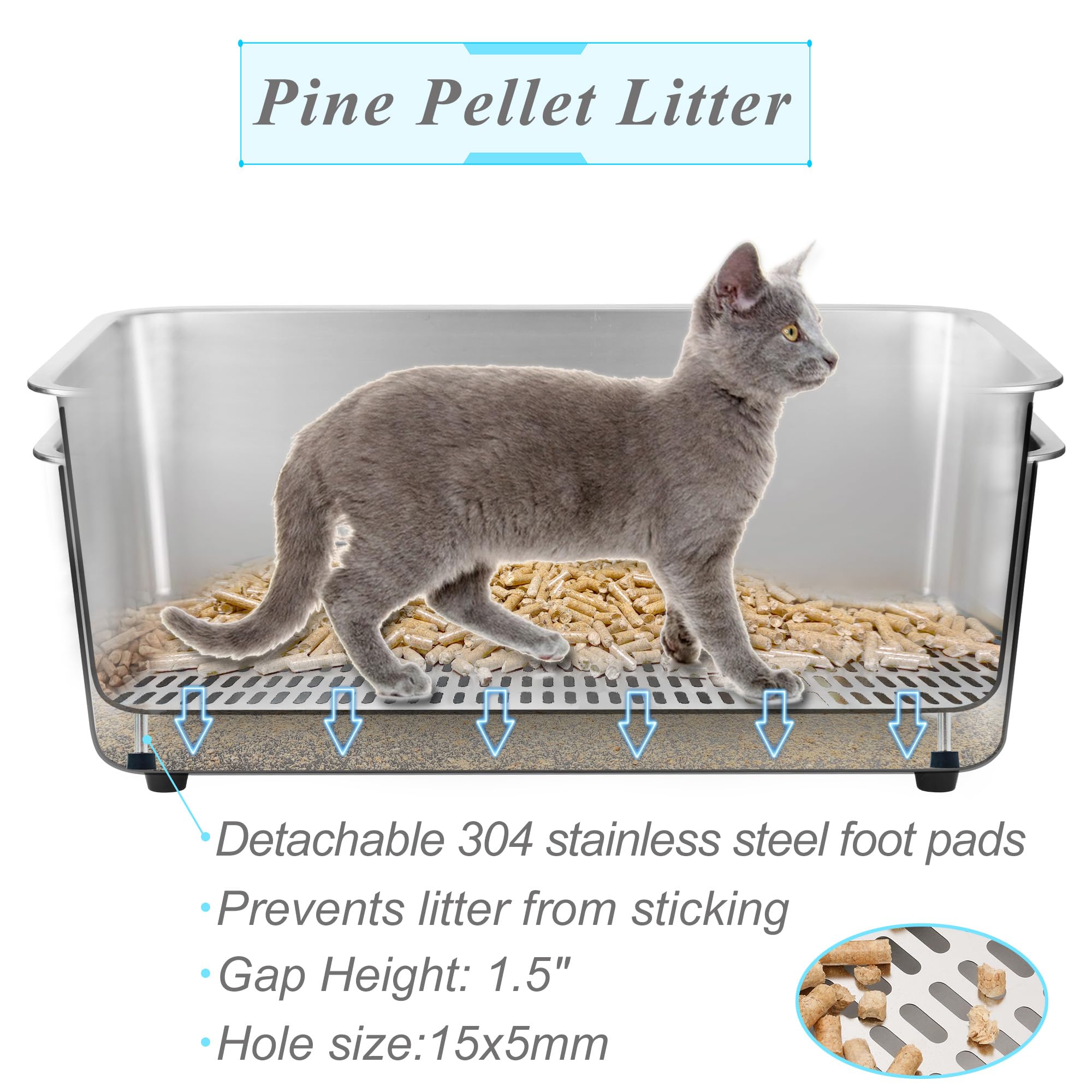 Sorstrem stainless steel litter box close-up highlighting durability and scratch resistance