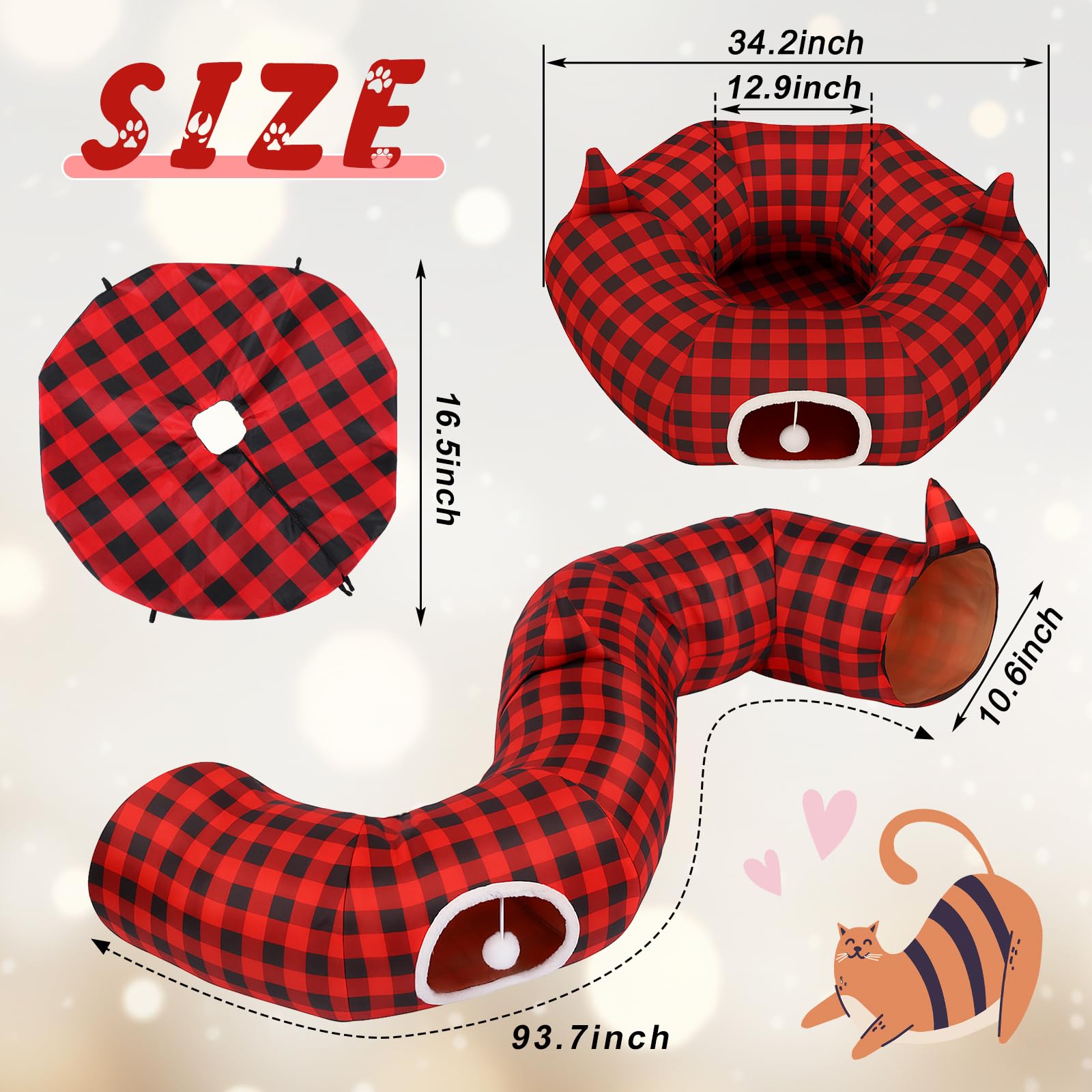 Sosation buffalo plaid tree skirt adds festive decor and pet-friendly styling