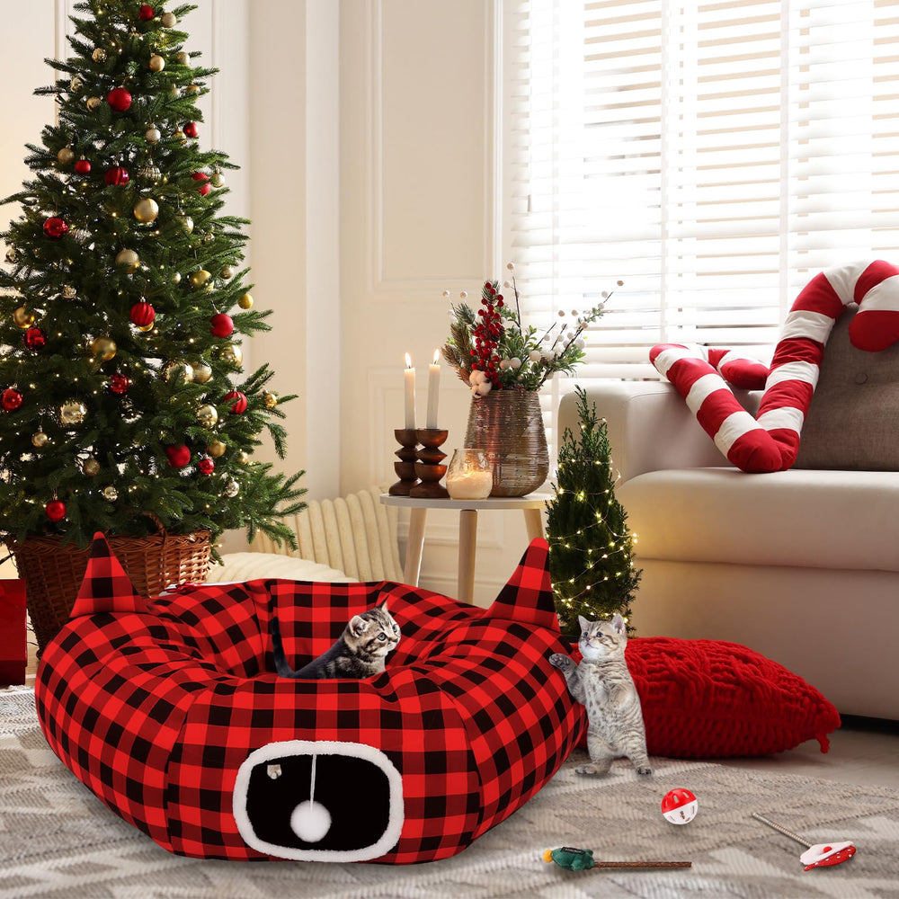 Sosation cat cave and play area blends holiday décor with indoor-outdoor fun