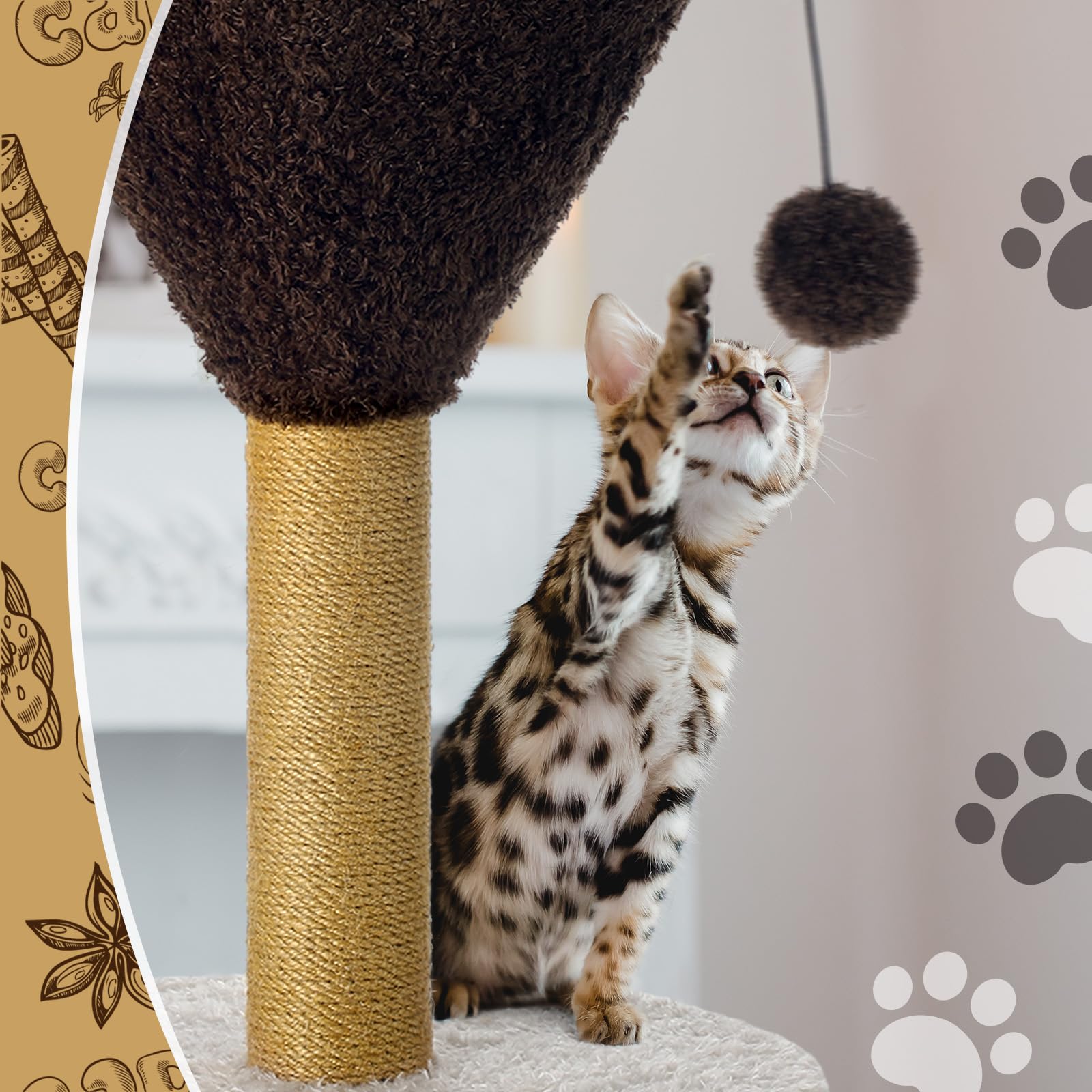 Sosation Espresso Martini 19-7in height supports full-body stretch for cats.
